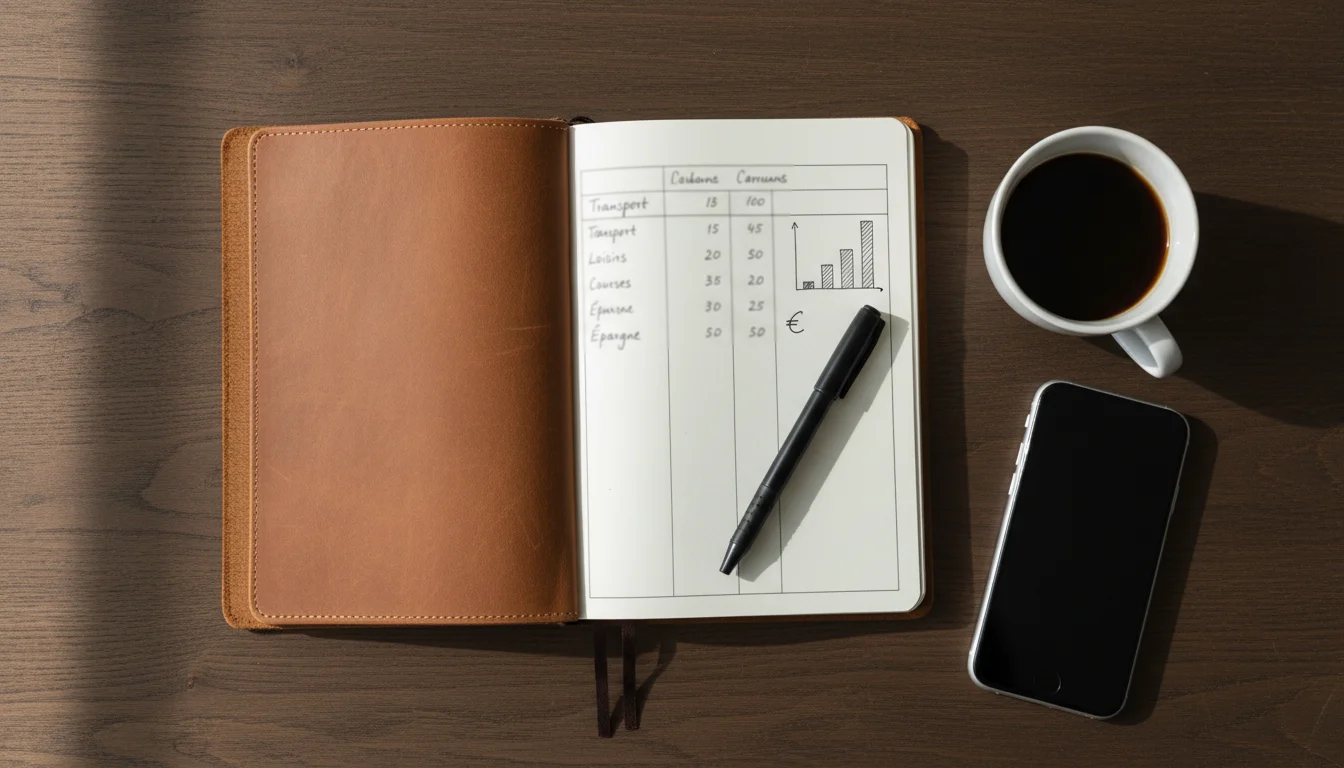Personne notant un plan de gestion de budget dans un carnet avec un stylo