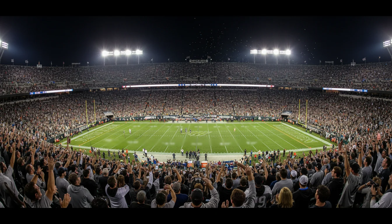 Foule de spectateurs enthousiastes dans les tribunes d'un stade lors du Super Bowl